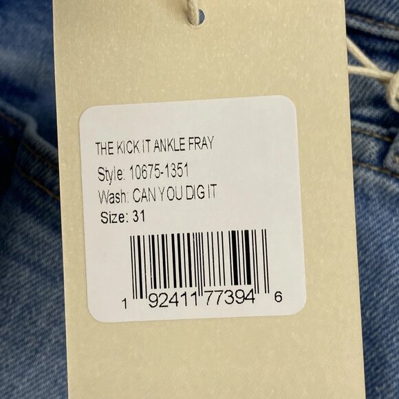 MOTHER Women's The Kick It Ankle Jeans Size 31 – "Can You Dig It" Blue, Frayed H - Picture 2 of 12